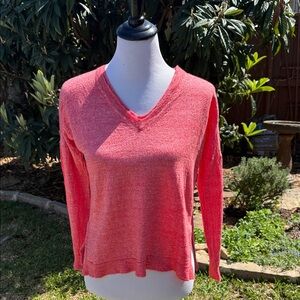 Lightweight Coral V-Neck Knit Sweater